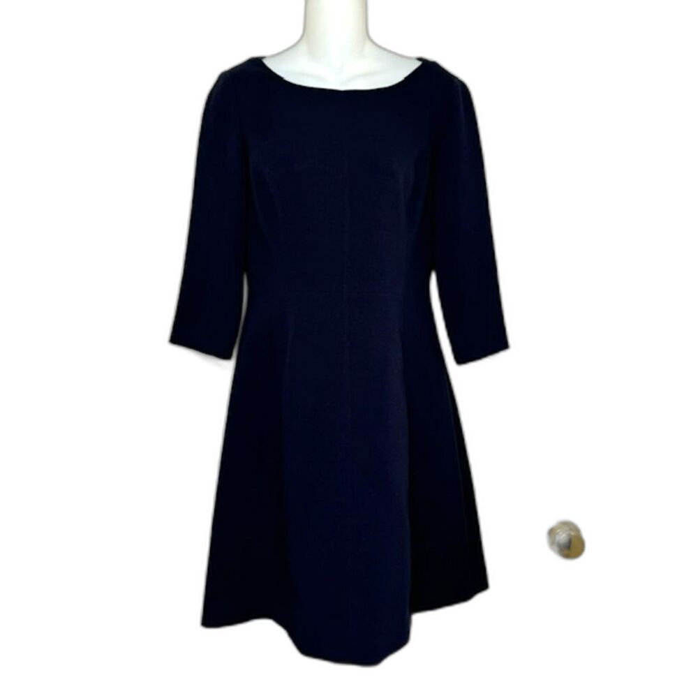 VINCE CAMUTO NAVY BLUE KNIT DRESS BACK ZIPPER SIZE 8 WITH POCKETS